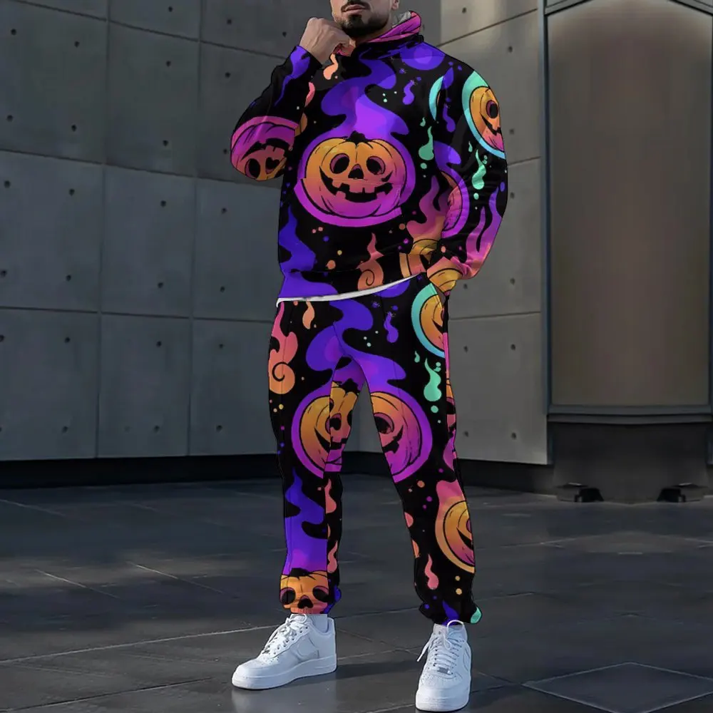 3D All Saints' Day Printed Hoodie + Pants Suit Cool Men/Women 2 Pcs Sportwear Tracksuit Set Autumn and Winter Men's Clothing