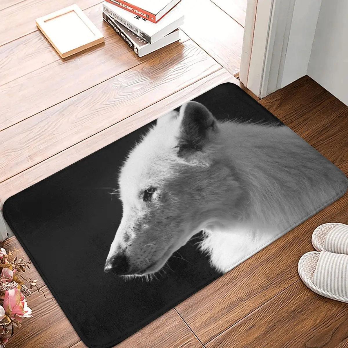 

Animal Arts Kitchen Non-Slip Carpet Arctic White Wolf Bedroom Mat Entrance Door Doormat Home Decor Rug