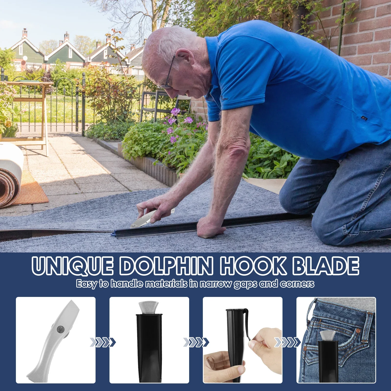 Ensemble de couteaux à tapis, couteau utilitaire avec lame de remplacement, coupe-tapis robuste, outil de coupe en alliage pour carton, tapis, plastique