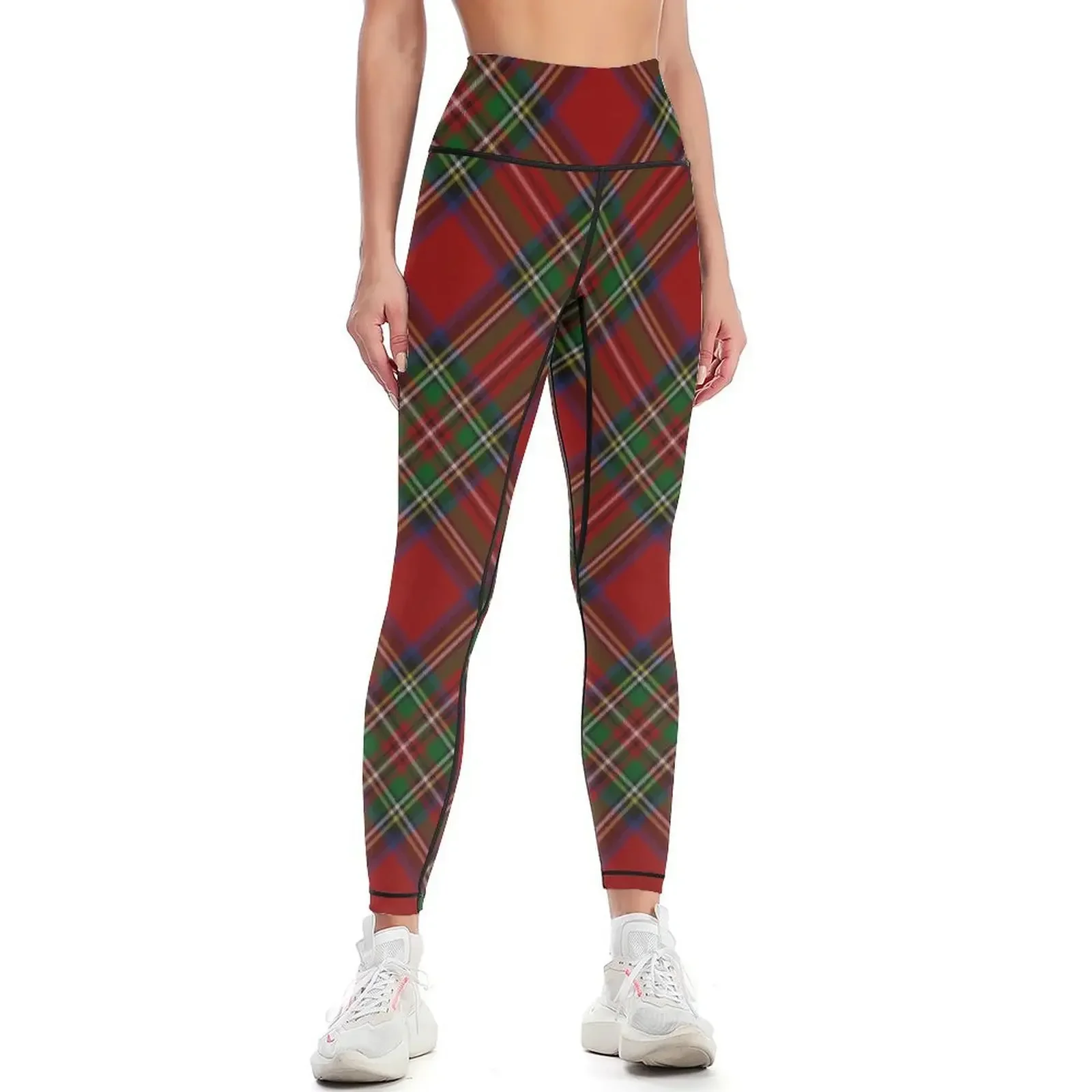 

Royal Stewart Tartan Stuart Clan Plaid Tartan Leggings Training pants flared for girls Women's high waist Womens Leggings