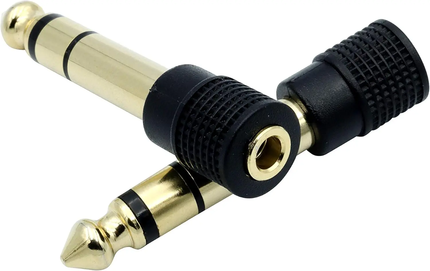 2 حزمة 6.35 ملم (1/4 بوصة) ذكر إلى 3.5 ملم (1/8 بوصة) محول صوت ستيريو أنثى، موصل سماعة رأس مطلي بالذهب