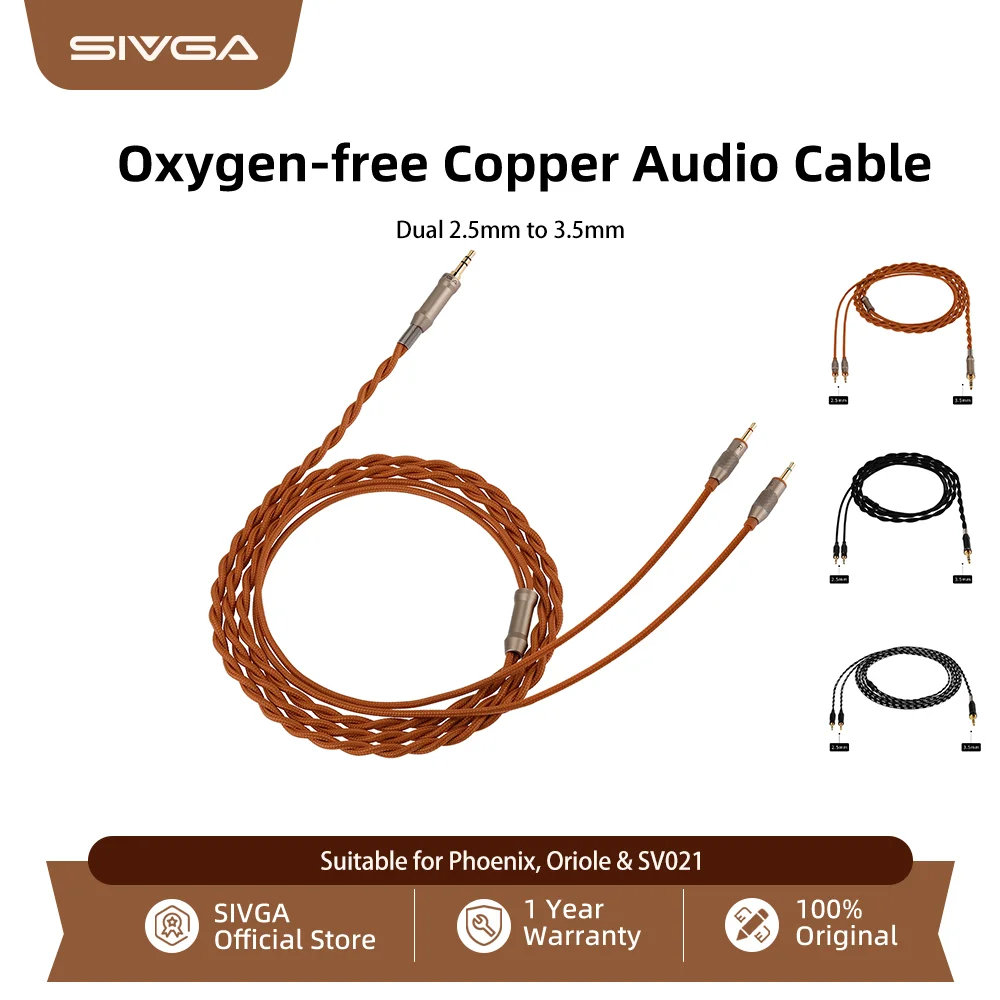 SIVGA Dual 2,5 mm auf 3,5 mm Ersatz-Audiokabel für Phoenix, Oriole und SV021