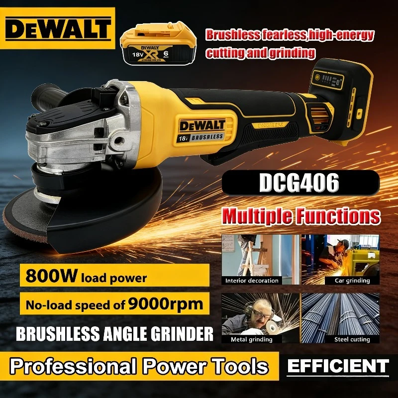 

Dewalt DCG406 Brushless 125MM Angle Grinder 9000RPM Cordless Cutting Machine Impact Polisher Machine 18V Rechargeable Power Tool