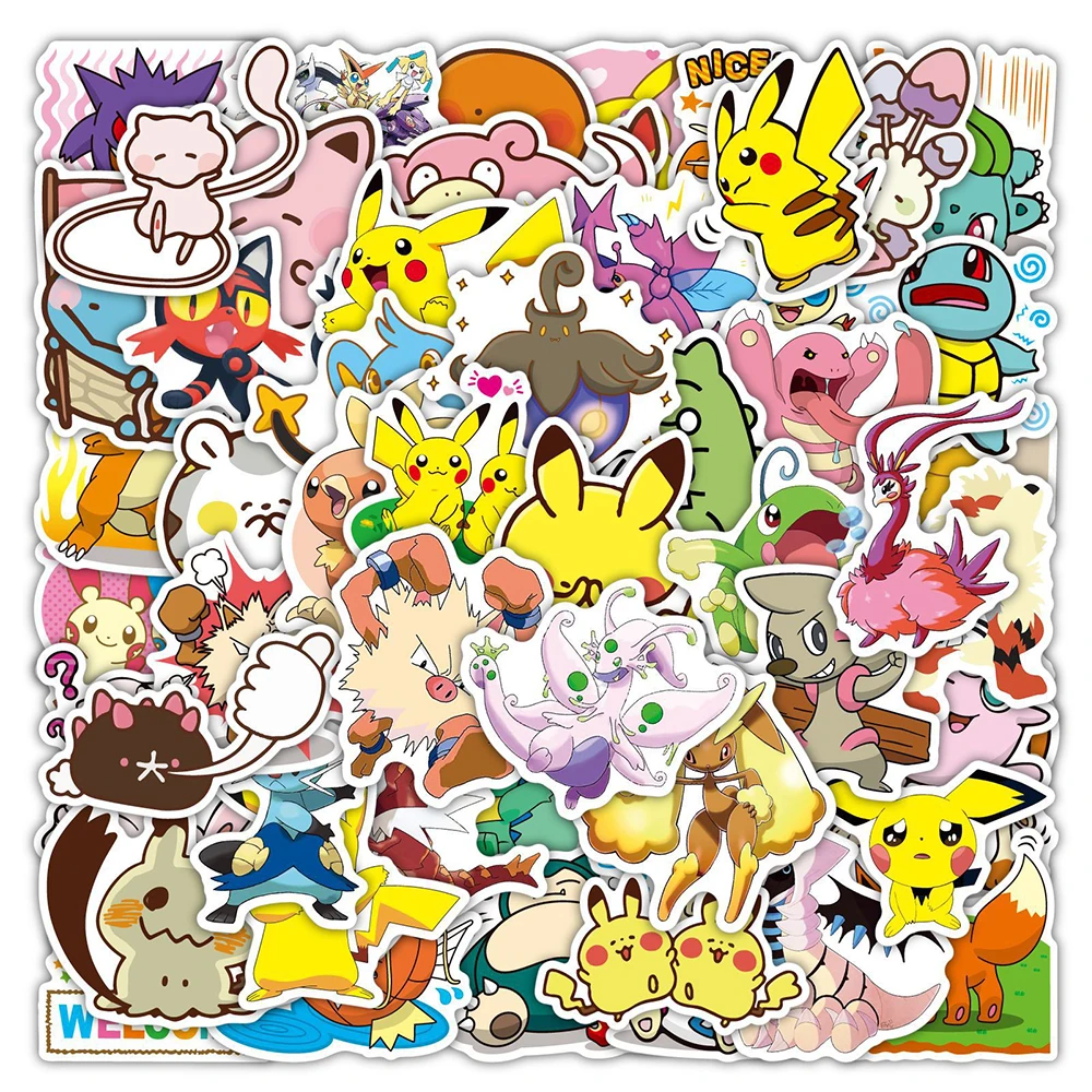 10/30/50pcs Kawaii Cute Anime Pokemon Stickers Waterproof Graffiti Phone Skateboard Pikachu Bulbasaur Cartoon Decals Kid Toys