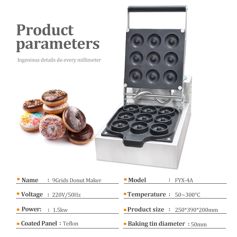 Multifunction Electric Egg Waffle Cake Maker 9 Grids Donut Walnut Commercial  Waffle Maker Machine