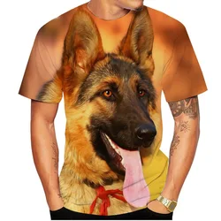 German Shepherd T-shirt Animal 3D Print Men Women Short Sleeve T Shirts Oversized Harajuku Streetwear Tees Tops Kids Clothing