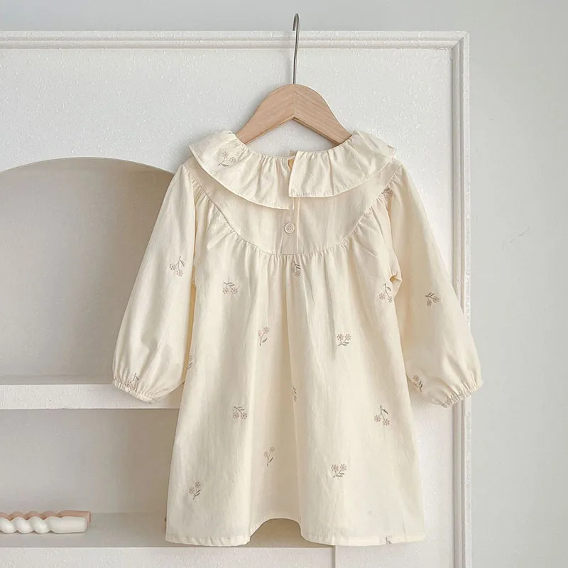 New Spring Sisters Clothes Kids Party Dress Long Sleeved Cotton Flower Embroidery Princess Dress Toddler Baby Bodysuits image 3