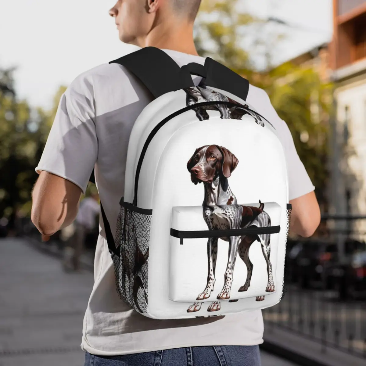 German Shorthaired Pointer Dog Bone And Paw Backpack Student BookBag Kids School Bag Computer Shoulder Bags for Boys Girls