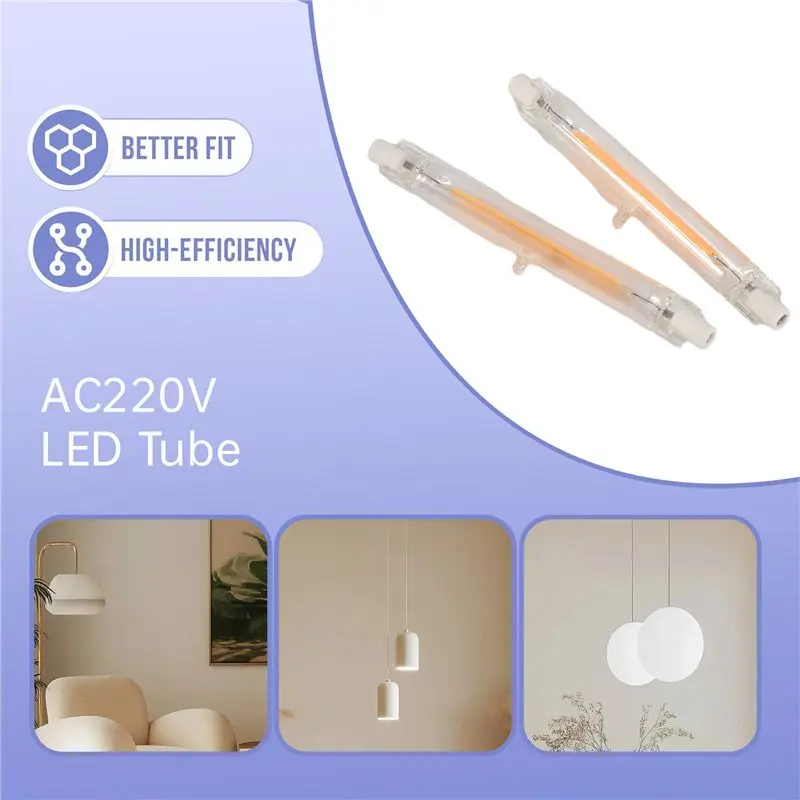 J1UL1N High Power 10W LED R7S COB Glass Tube 118Mm COB Light Bulb AC220V LED Tube Replace Halogen Lamp Warm White