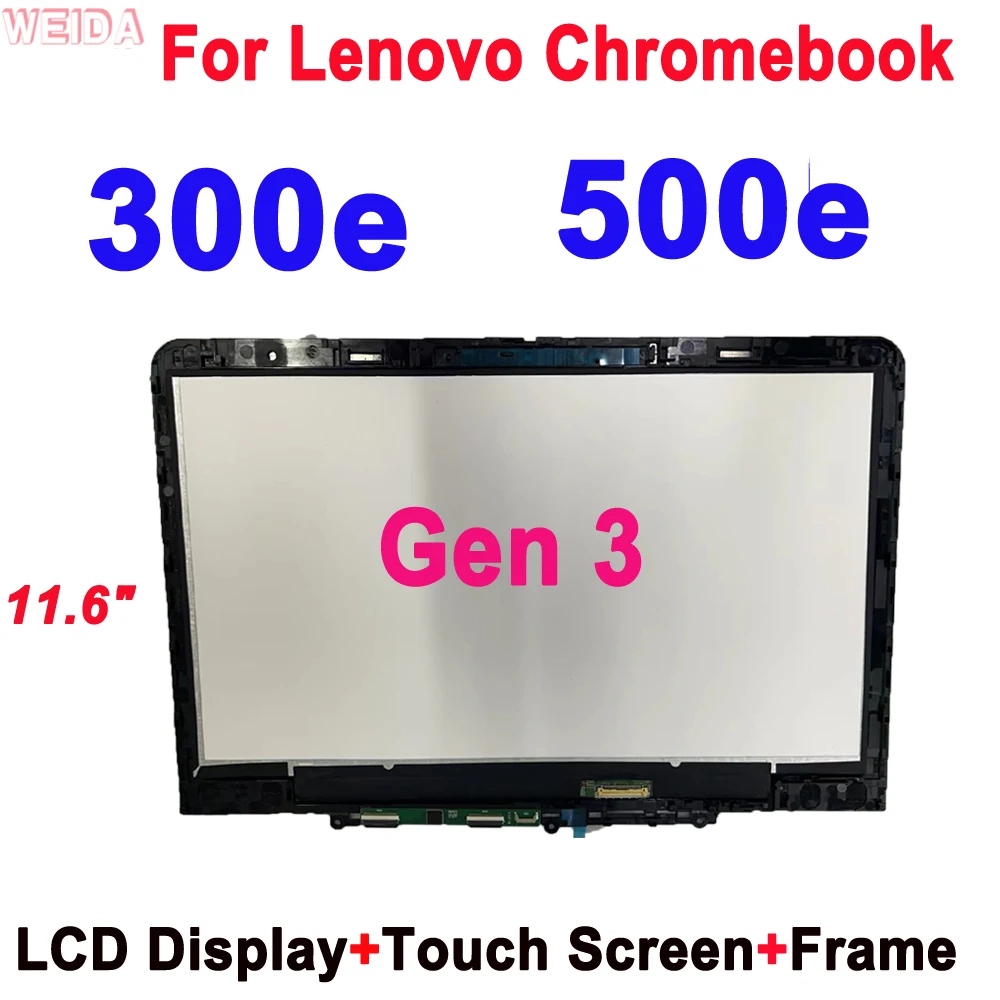 

ЖК-дисплей 11,6 дюйма для Lenovo 300e 500e Chromebook Gen 3, ЖК-дисплей с сенсорным экраном в сборе с рамкой 82JA 82J9 82JC 82JB 5D11C95886