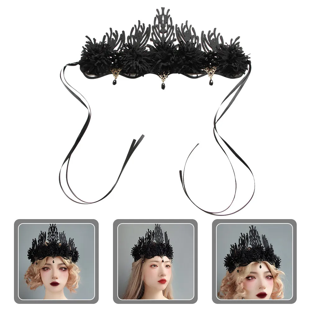 

Halloween Crown Headband Gothic Style Elegant Lightweight Party Hairband for Women Girls Cosplay Masquerade Renaissance Festival