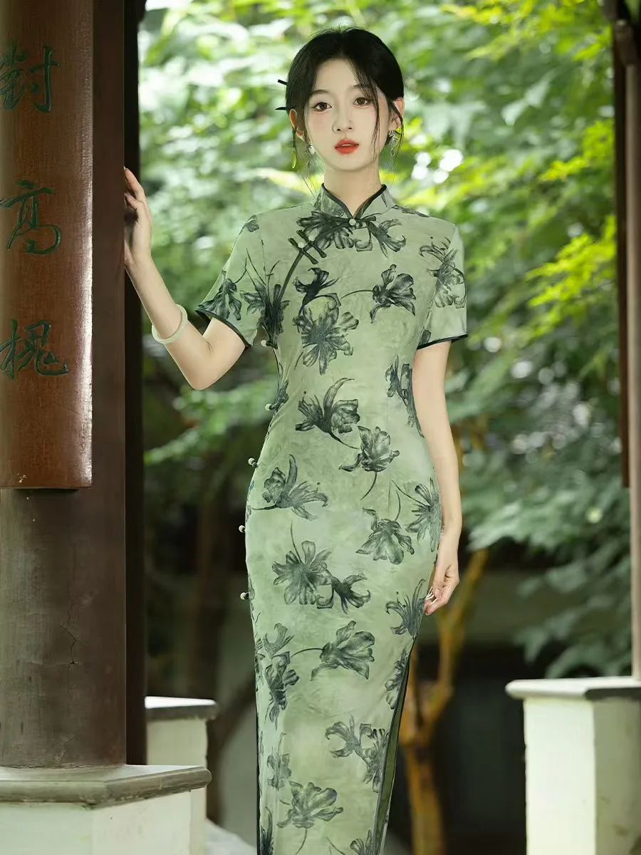 4XL Chinese Hanfu Qipao Tang style Chinese style high-end Qipao embroidery daily Chinese high-end sense traditional clothing