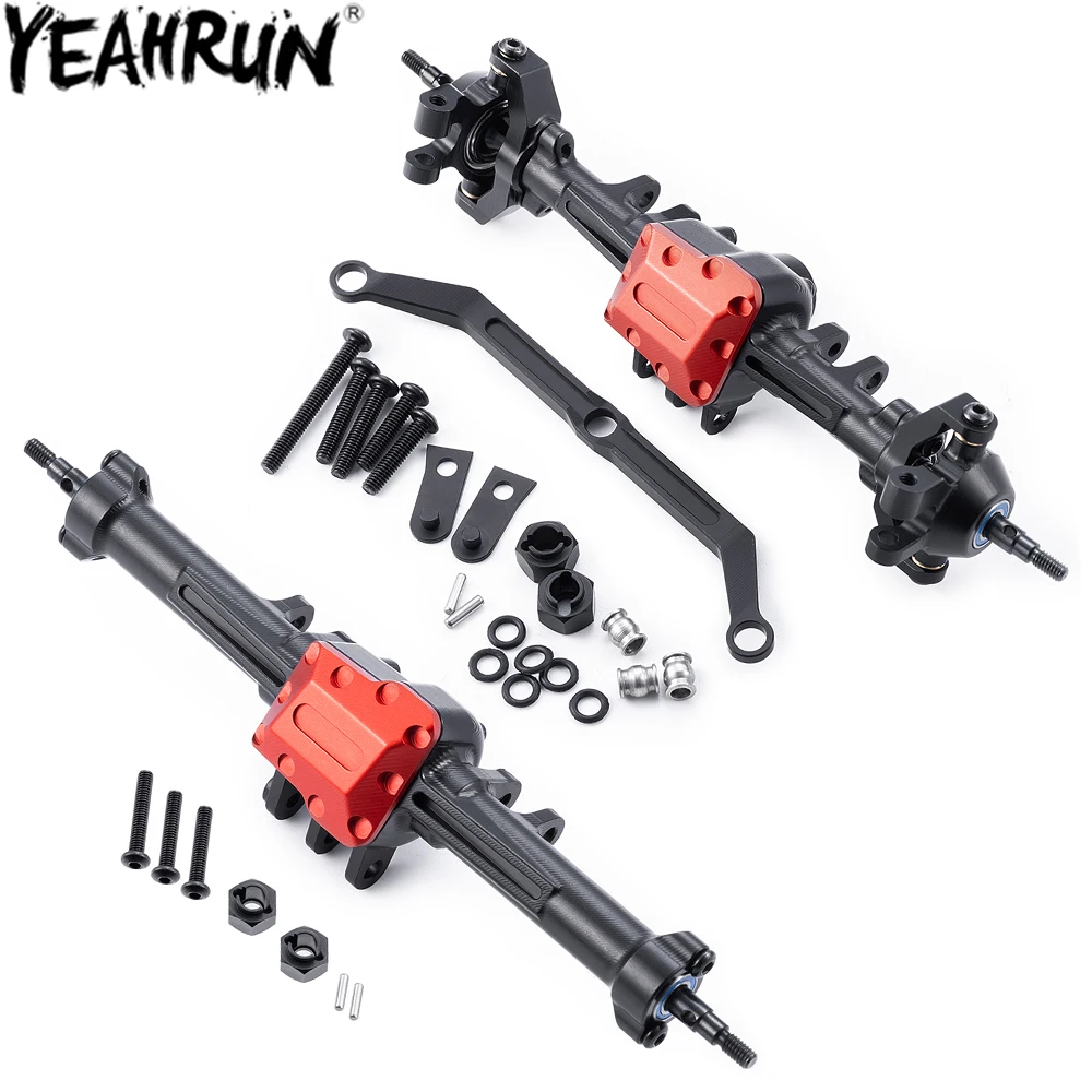 YEAHRUN Aluminum Front Rear Complete Axles Stock Length for 1/18 RC Crawler TRX4M Defender Bronco High Trail K10 Upgrade Parts