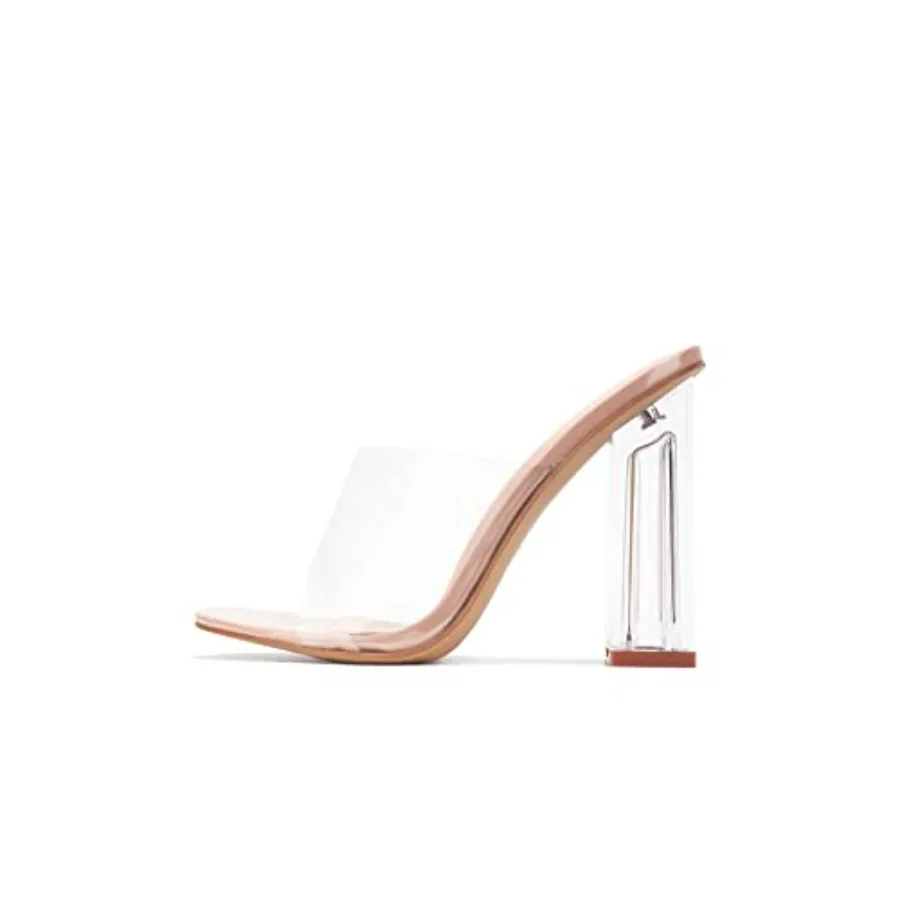 

Cape Robbin Fusion Chunky Block High Heels for Women, Transparent Booties for Women