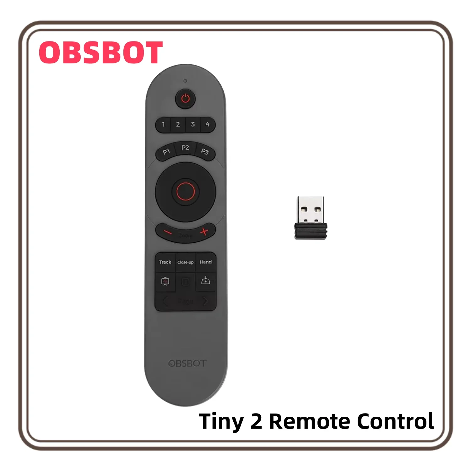 OBSBOT Tiny 2 Remote Control Presentation Clicker for Tiny 2/Tiny 4K/1080P Webcam Wireless Connection  via USB Receiver