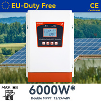 EU Duty Free 6KW 6000W Double MPPT Hybrid Charge Controller High Efficiency Solar Wind Hybrid 12v 24v 48v Auto For Home Use
