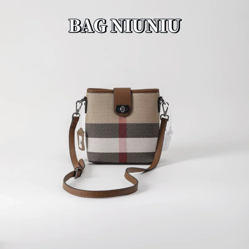 New Luxury Classic One-shoulder Women\'s Bag Trend All-match Messenger Bag Small Bag Plaid Canvas Ladies Handbag