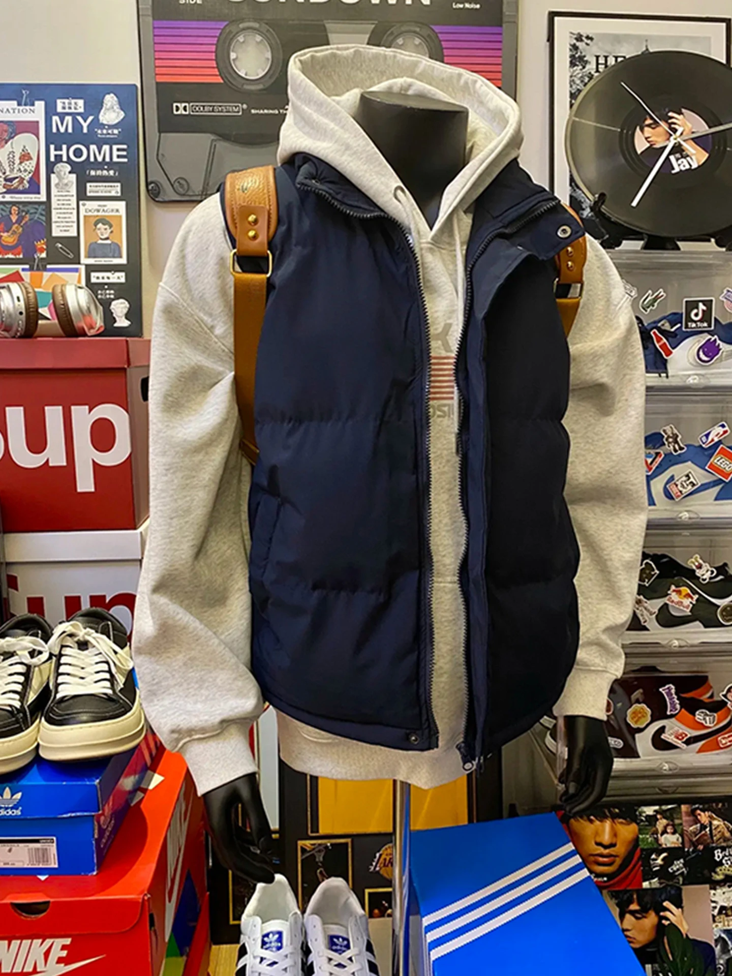 

Trendy Youth down Vest Men's Winter Thiened Stand Collar Svel Cotton Warmth oulder Pad Jaet Outerwear