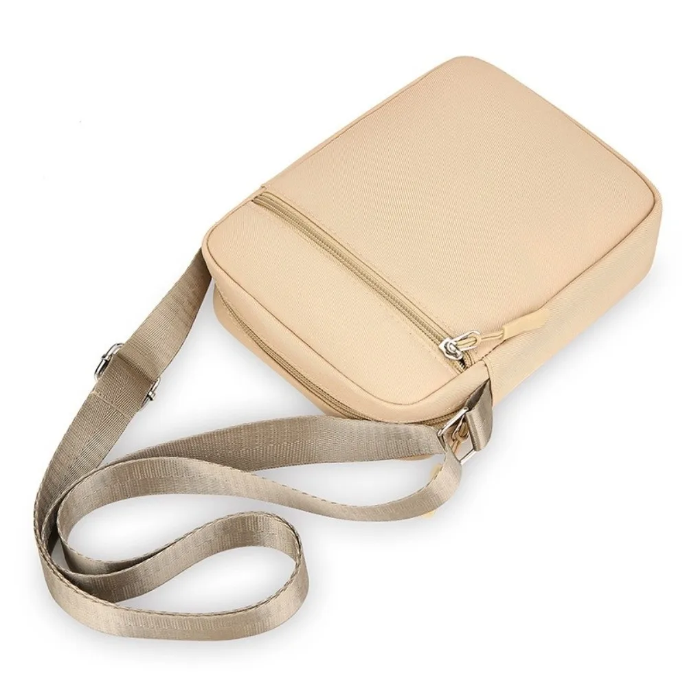 

Simple Oxford Cloth Shoulder Bag Adjustable Solid Color Mobile Phone Bag Multiple Compartments Crossbody Bag