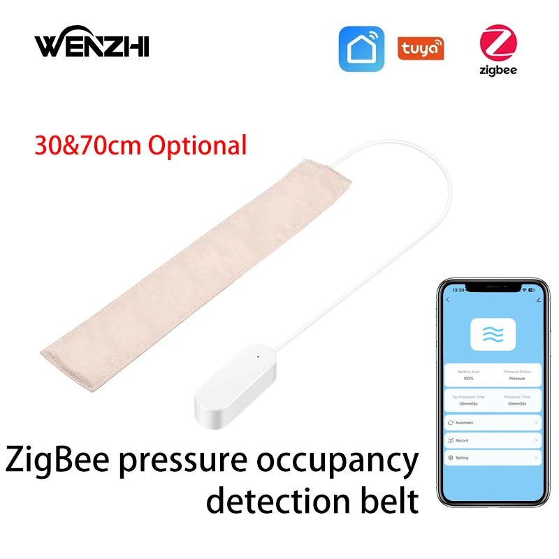 Zigbee Pressure Senor Stress Belt Hidden In Bed/Sofa Occupancy/Presence Detector Battery Powered Tuya Smart Life Home Automation