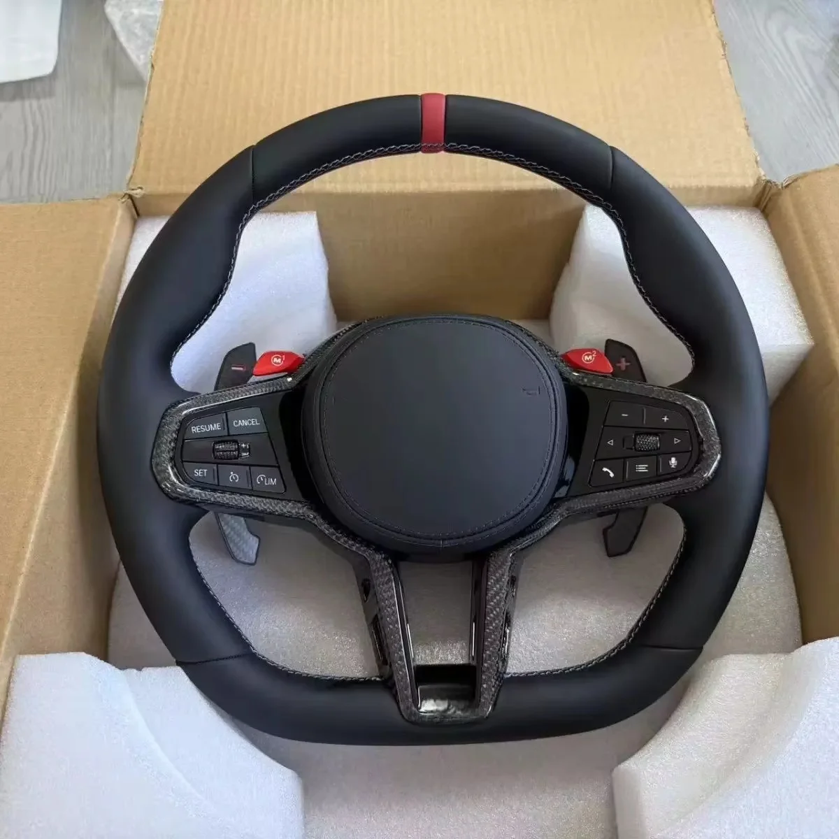Red M1 M2 Leather For BMW G20 G21 G28 G30 G31 G32 G14 G15 G16 G01 G02 G05 G06 G07 G70 Steering Wheel Accessories