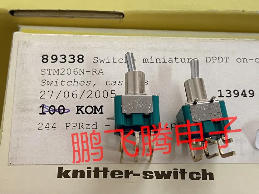 1PCS Imported German  STM206N-RA curved foot 6-foot 2-gear toggle switch rocker shaking head horizontal