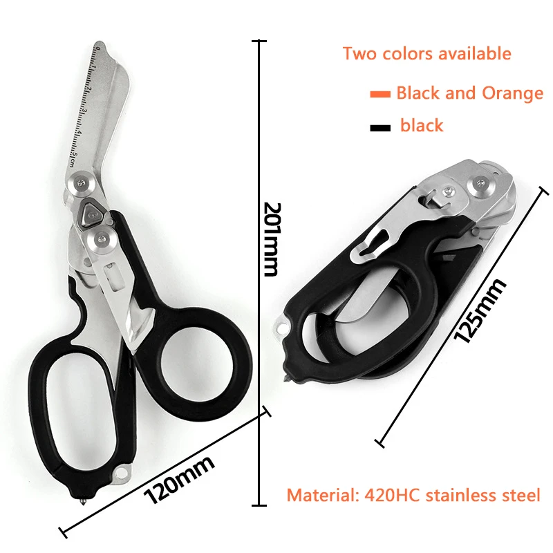 Multifunções Medical Emergency Response Shears, tesoura dobrável, alicate tático, ferramenta de sobrevivência ao ar livre, Camping Equipment, 6 em 1