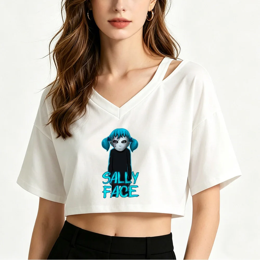 Sally Face cropped top female emo harajuku gothic cute graphic shirt goth cutecore scene  harajuku alternative