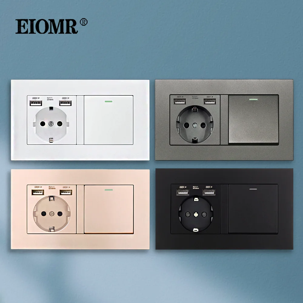 

Сетевая розетка EIOMR с кулисным переключателем, 220 В, 16 А, с USB-разъемом, штекер 146 мм х 86 мм, 1 комплект, электрические розетки и переключатели