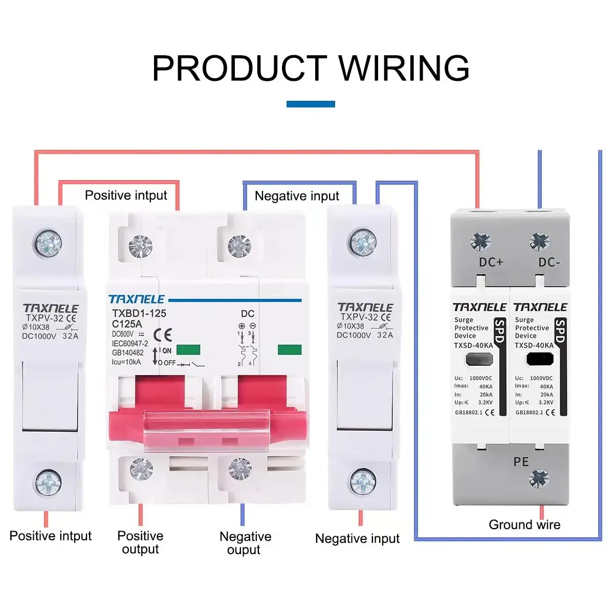 DC 600V 2P Solar Mini Circuit Breaker Battery Switch 80A 125A 100A DC MCB for Photovoltaic PV System