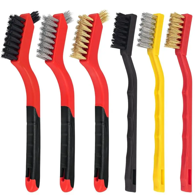 

AEE2-Wire Brush Set 6Pcs, Stainless Steel/Brass/Nylon/Bristle Brushes For Cleaning Rust, Scrub Removal Paint And Grout