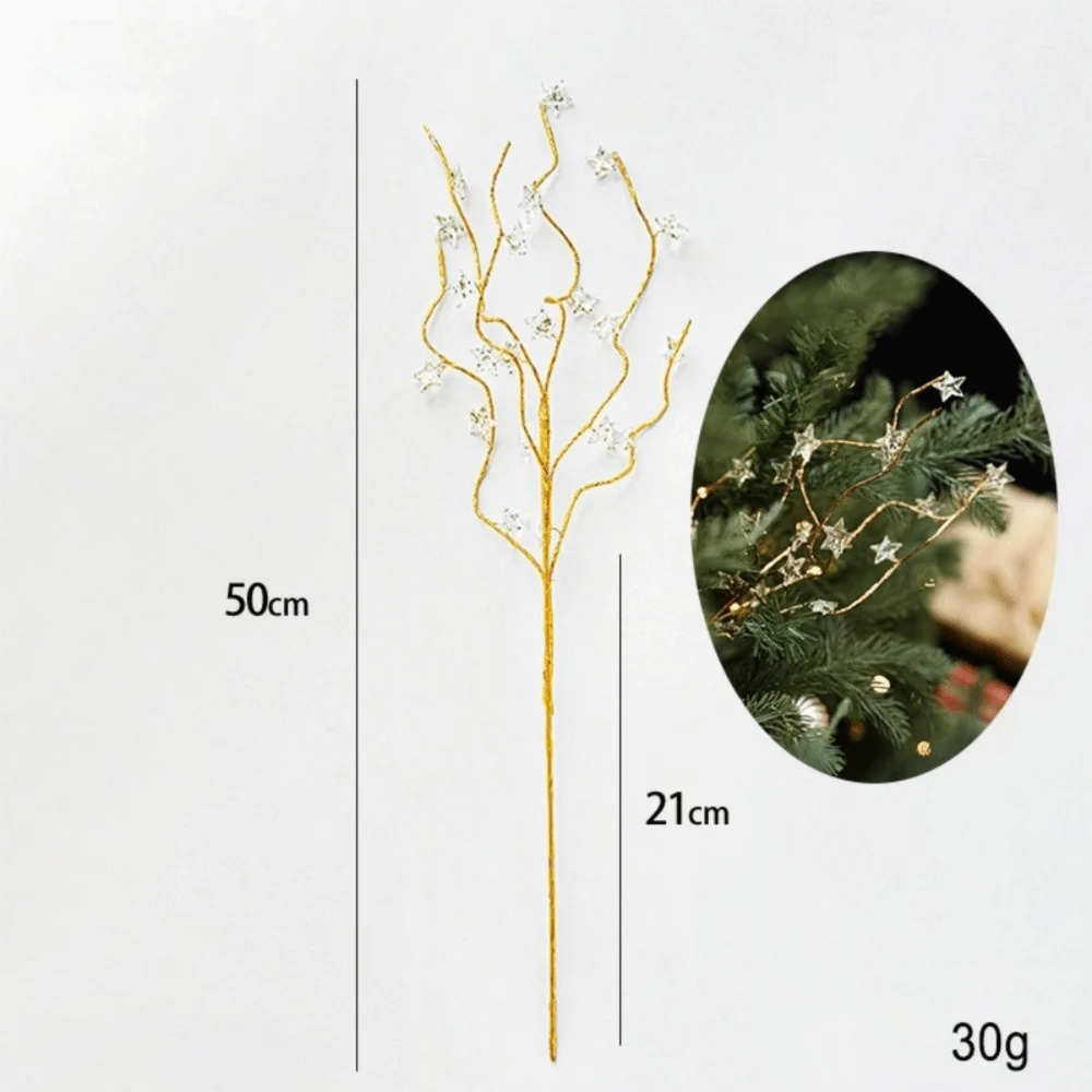 Creative Transparent Bead Crystal Tree Branches Sparkling Pentagram Crystal Bud Branches DIY Xmas Tree Ornament Wedding Decor
