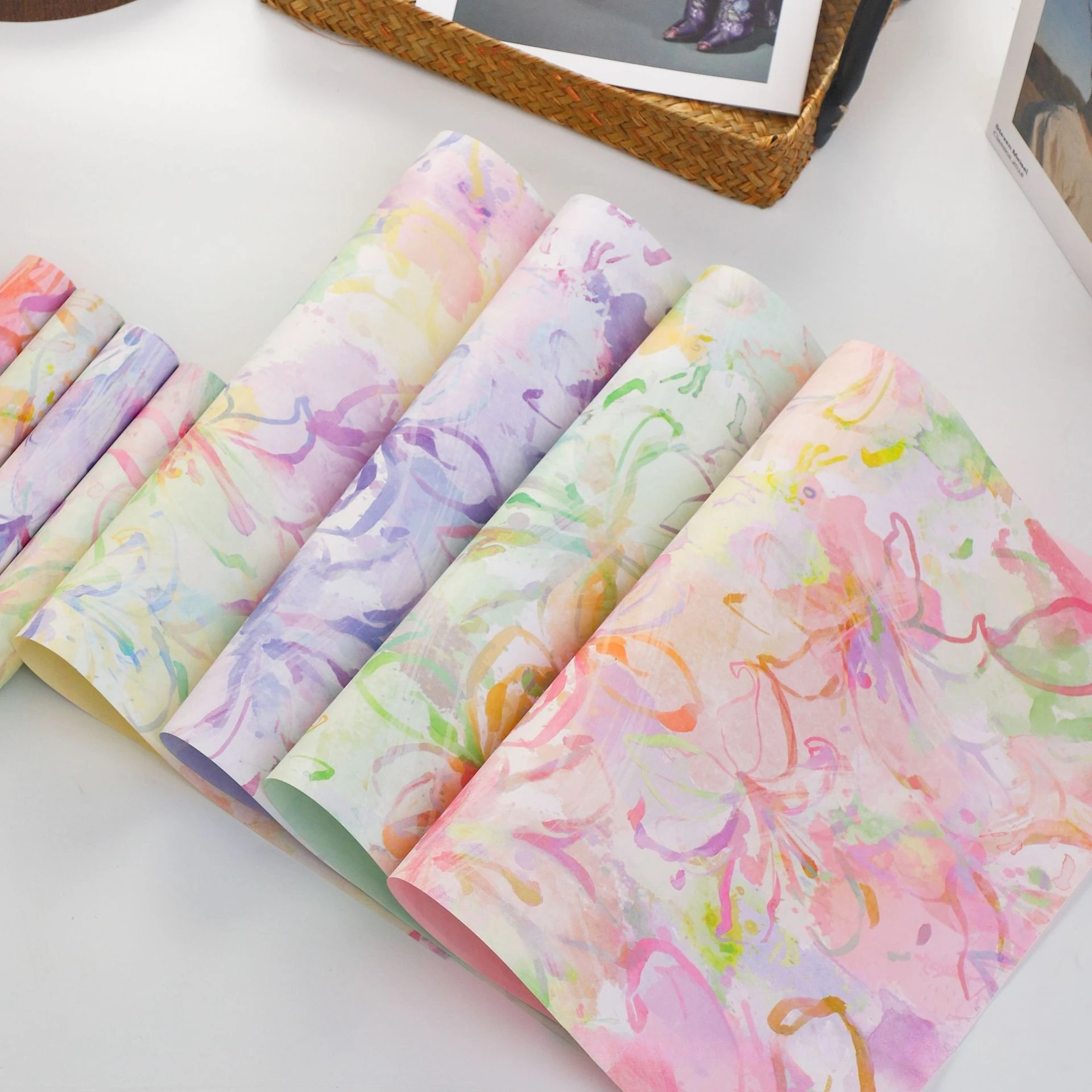 กระดาษห่อดอกไม้สไตล์ภาพวาดสีน้ - Flower Wrap Kraft บทวิจารณ์และราคา