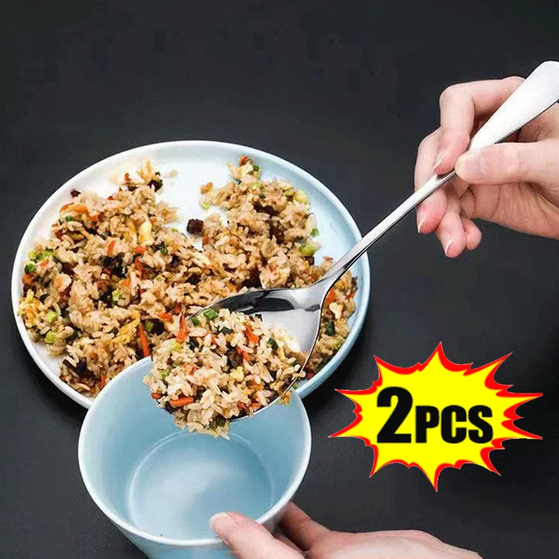 

Large Stainless Steel Spoon Thicken Long Handle Soup Spoons Round Scoops for Hot Pot Colander Cooking Utensils Kitchen Tableware