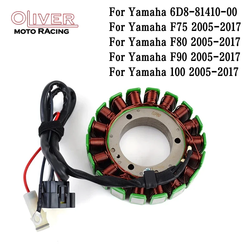 6D8-81410-00 Generator Stator Coil For Yamaha F75 F80 F90 F100 75hp 80hp 90hp 100hp 2005 2006 2007 2008 2009 2010 2011 2012-2017