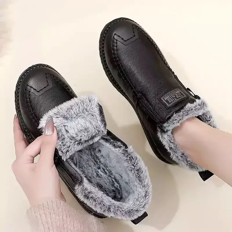 Winter Women's Shoes High Quality Soft Leather Shoes Retro Mother Ankle Boots Winter Women's Snow Boots Plush Warm Winter Boots