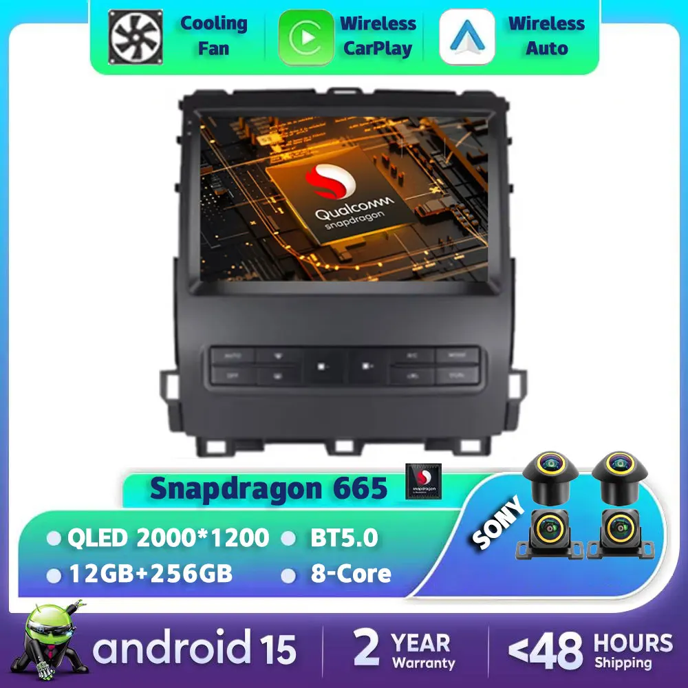 Автомобильный радиоприемник Android 15 для Toyota Land Cruiser Prado 120 для Lexus GX470 GX 470 J120 2002-2009, мультимедийный стерео видеоплеер BT