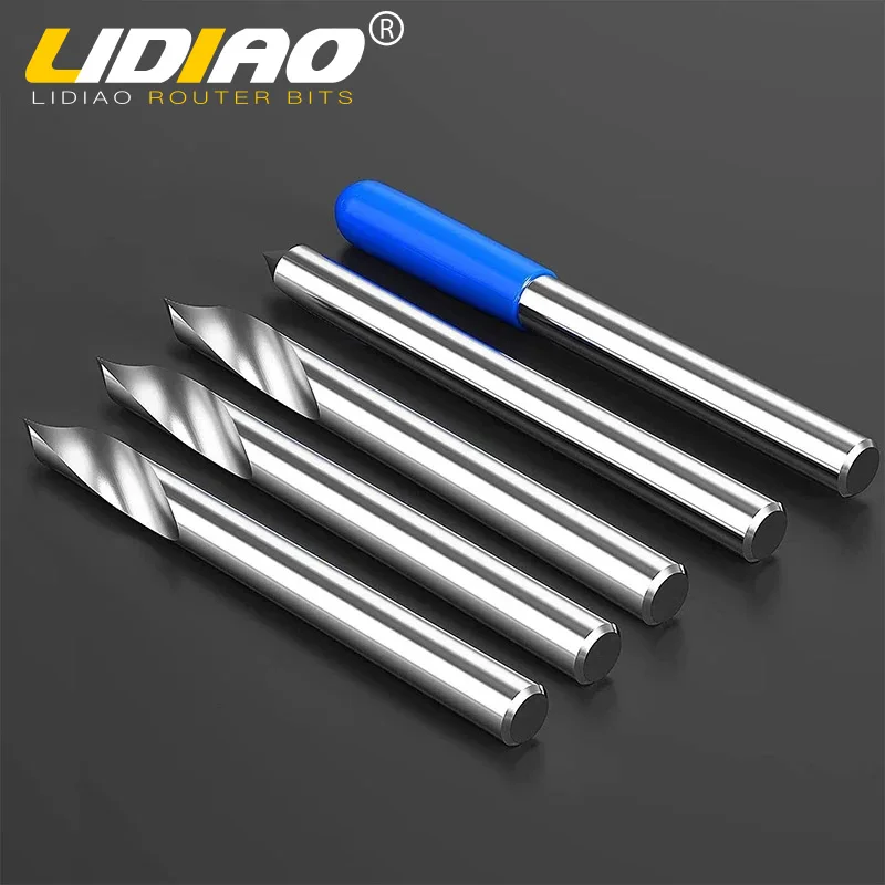 

LIDIAO Tungsten Steel Engraving Tool Bit Life Coated 60 Degree Groove 0.1 Tip 1/8 Inch Signmaking Router Bit CNC Wood Cutter
