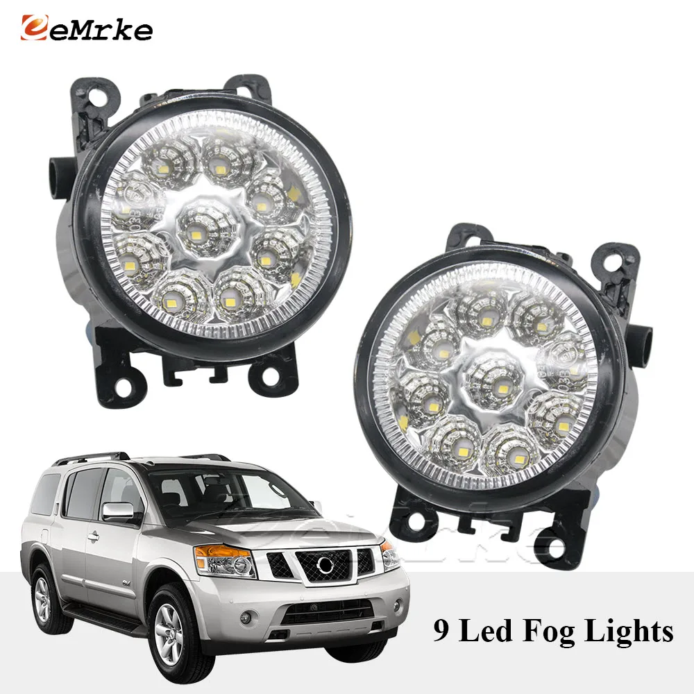 

Pair Car-Styling For Nissan Armada WA60 Facelift 2008-2015 9 Pieces LED Fog Lamp H11 Halogen Fog Lights Assembly DRL Light