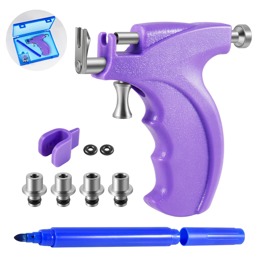 

Профессиональный набор инструментов для пирсинга: пистолет для прокола ушей, носа, пупка, тела, стальные серьги-гвоздики, безопасный набор для пирсинга