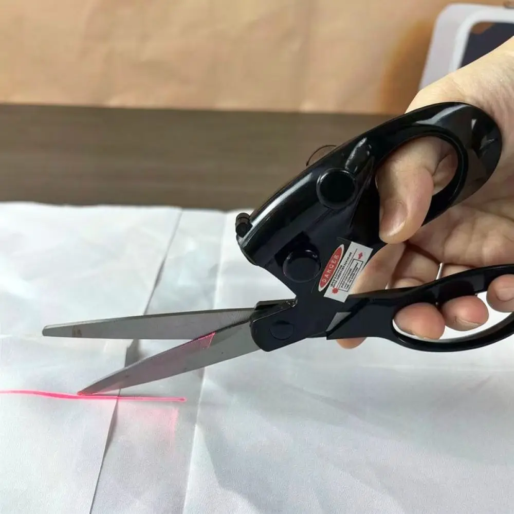 Electric Infrared Laser Guide Scissors Stainless Steel Blade Fabric Cutter Ergonomic Handle Tool For Sewing Paper Crafts