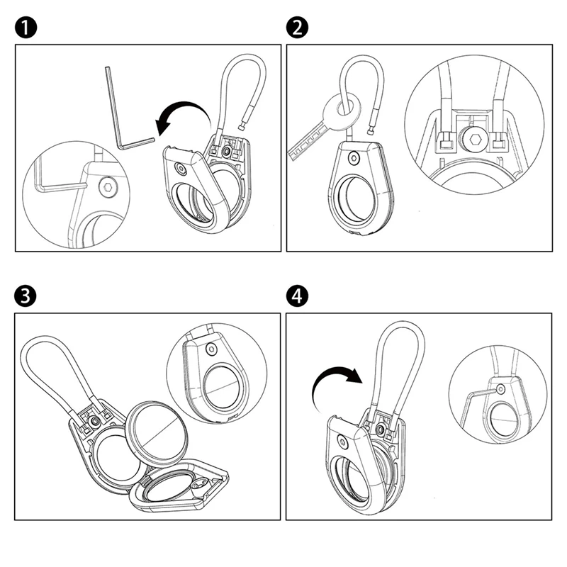 A35Q-For Apple Airtag Keychain Holder With Wire Cable Keychain Key Key Chain Luggage Tag For Keys