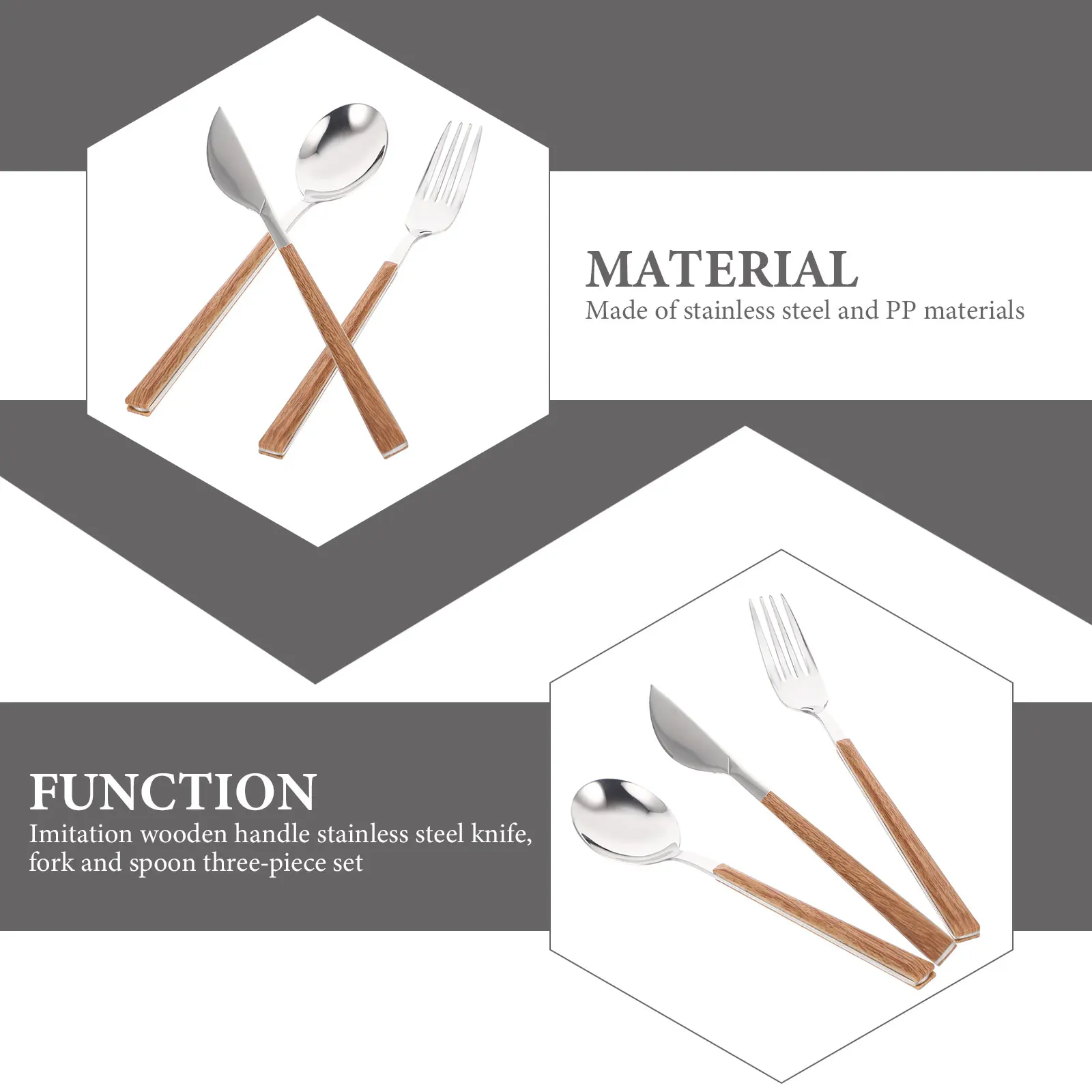 

1 set 1 Set Stainless Steel Fork Spoon Knife Tableware Handle Portable Cutlery For Home Kitchen Outdoor Picnic Travel