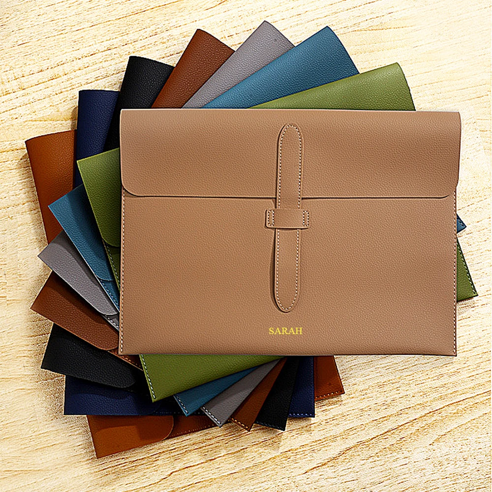 Business Büro Luxus Dokument Tasche PU Leder Benutzerdefinierte Name Große Kapazität A4 Papier Datei Tasche Mode Gravieren Logo Lagerung Taschen – Detail 5
