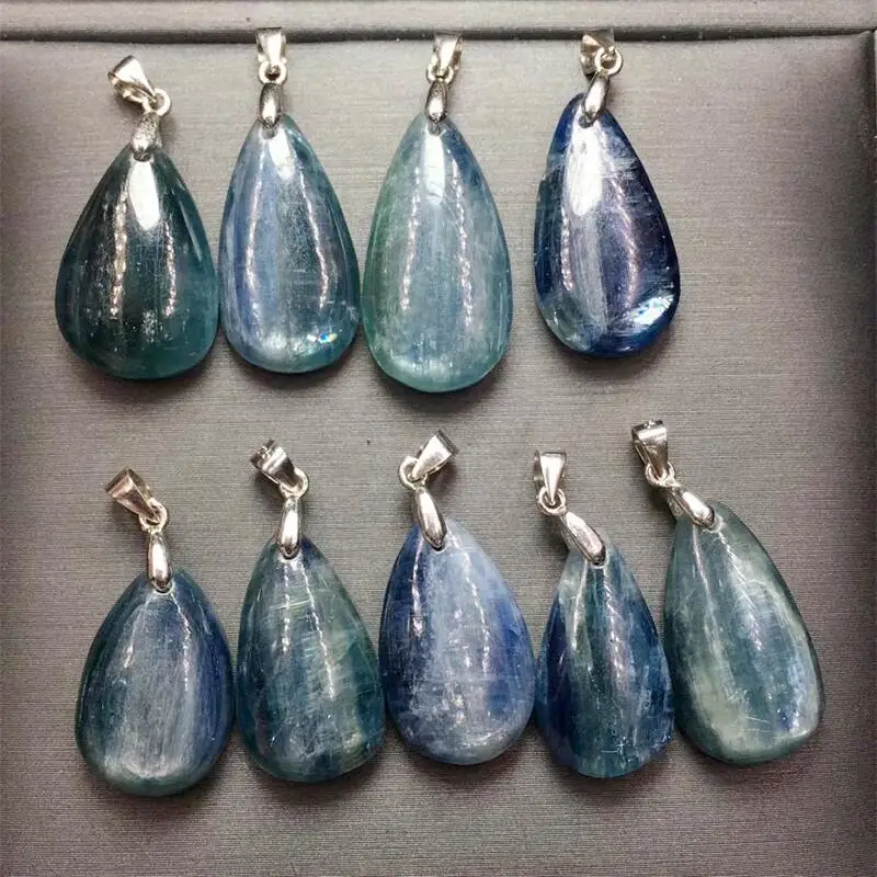 S925 Natural Clear Green Kyanite Teardrop Pendant Energy Gemstone Fine Jewelry Necklace For Women Party Holiday Gift 1PCS