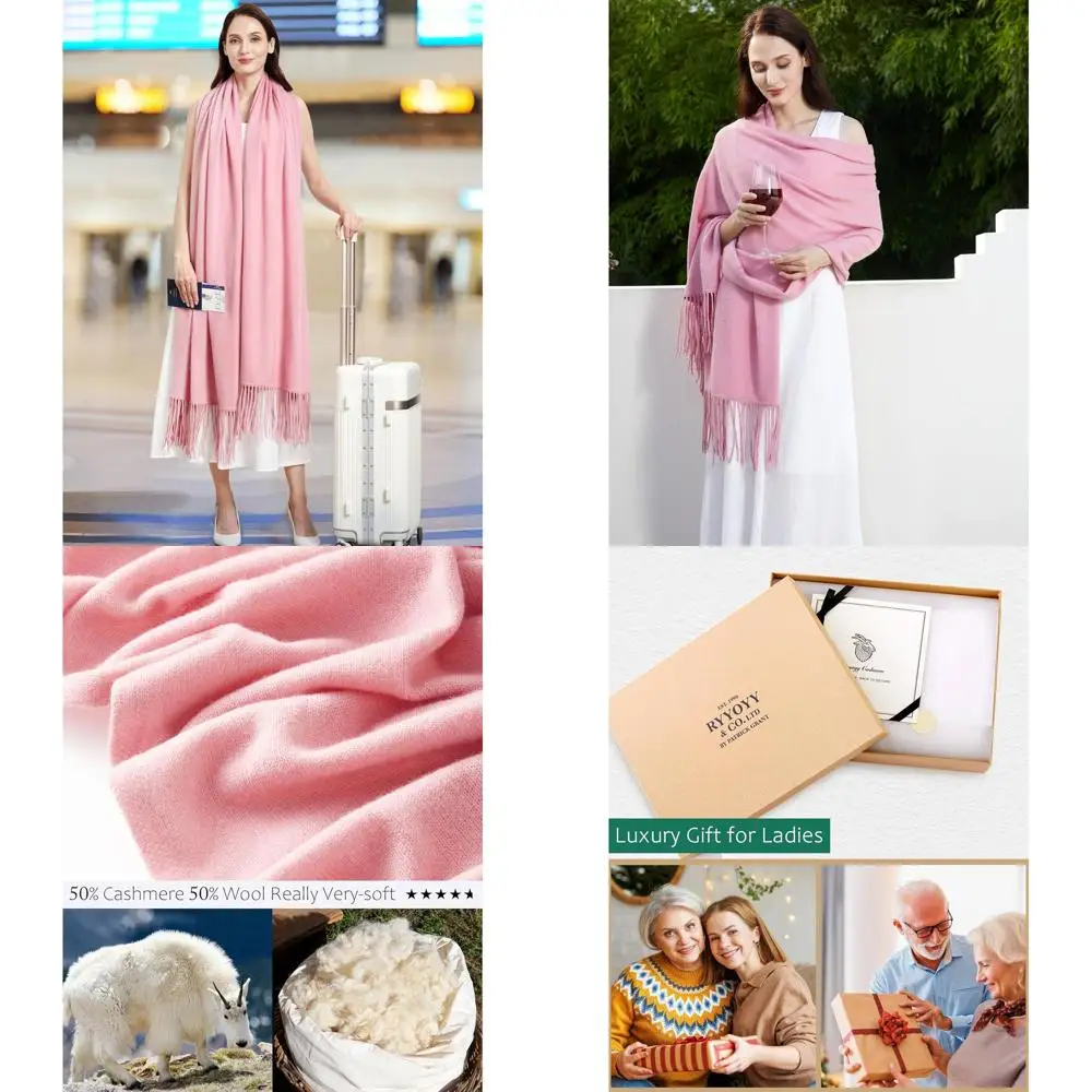 

Luxury Cashmere Blend Tassel Pashmina Shawl - 87x28 for Women's Travel