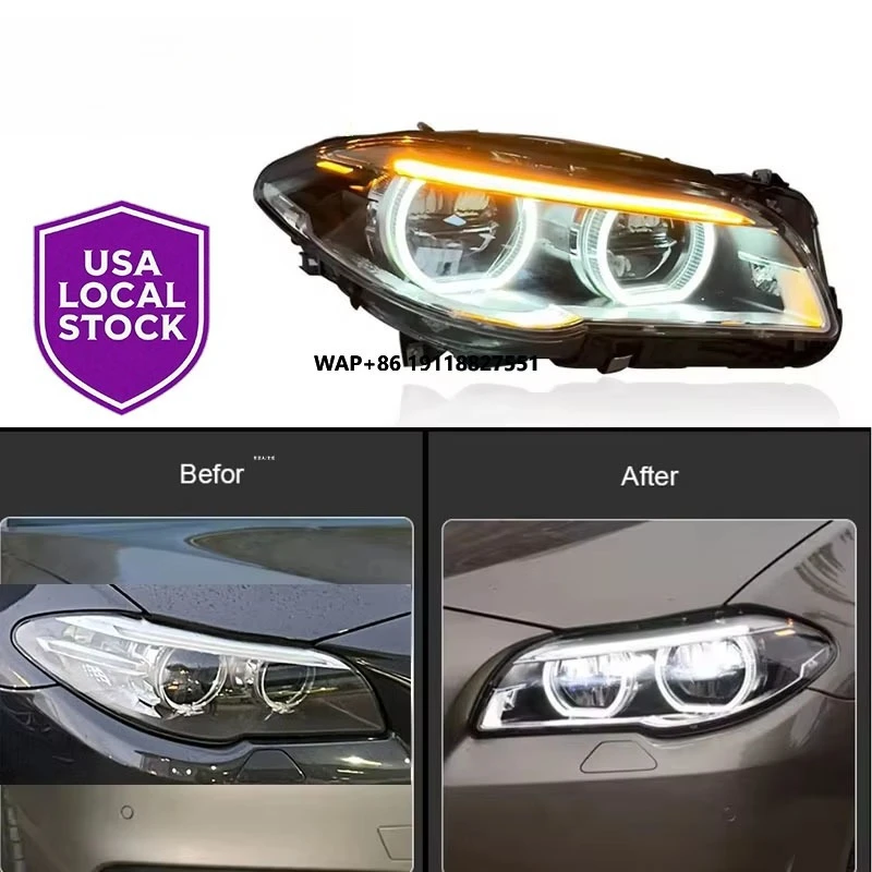

SJC Auto for 5 Series F10 F18 Full LED Headlight 2011-2017 Upgrade to Angel Eyes Daytime Running Lamp Car Accessories
