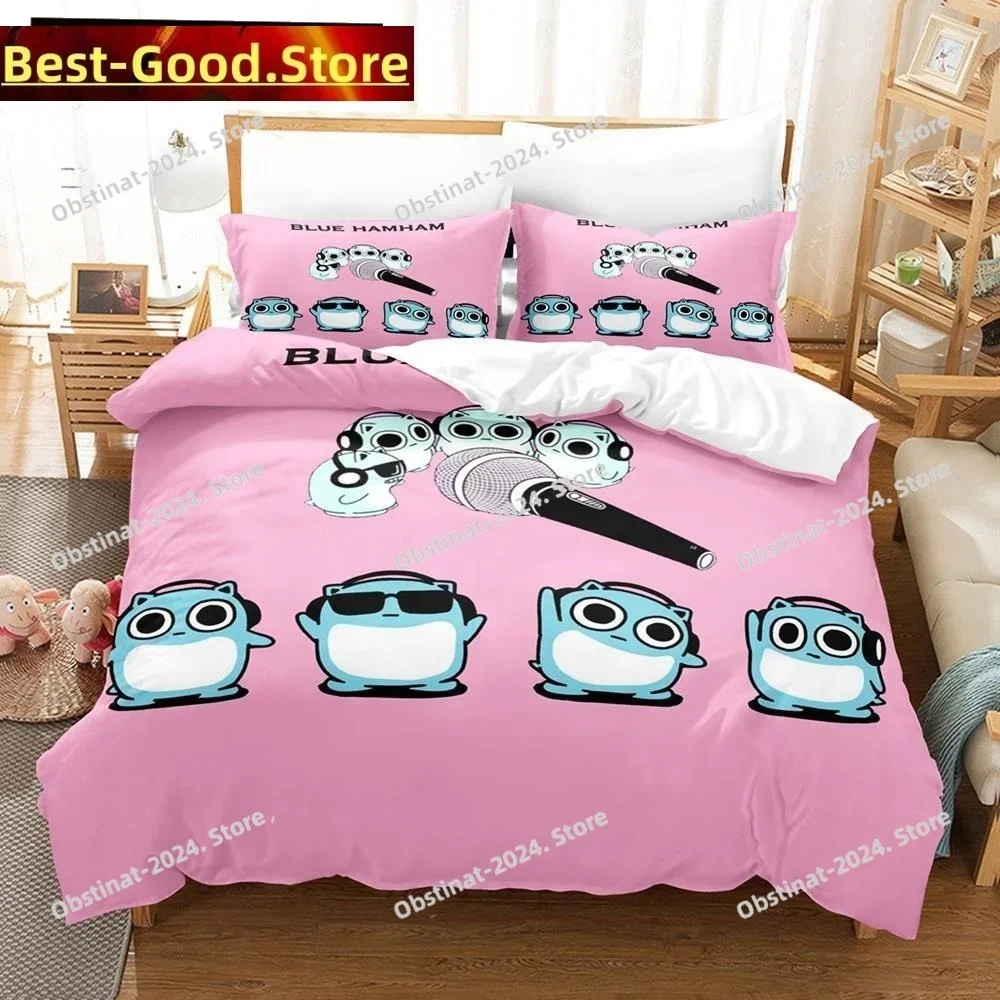 

New 3D Anime Blue Hamham Bedding Set Duvet Cover Full Queen King Size Pillowcase Printed Bed Set Aldult Kid Bedroom Single Twin