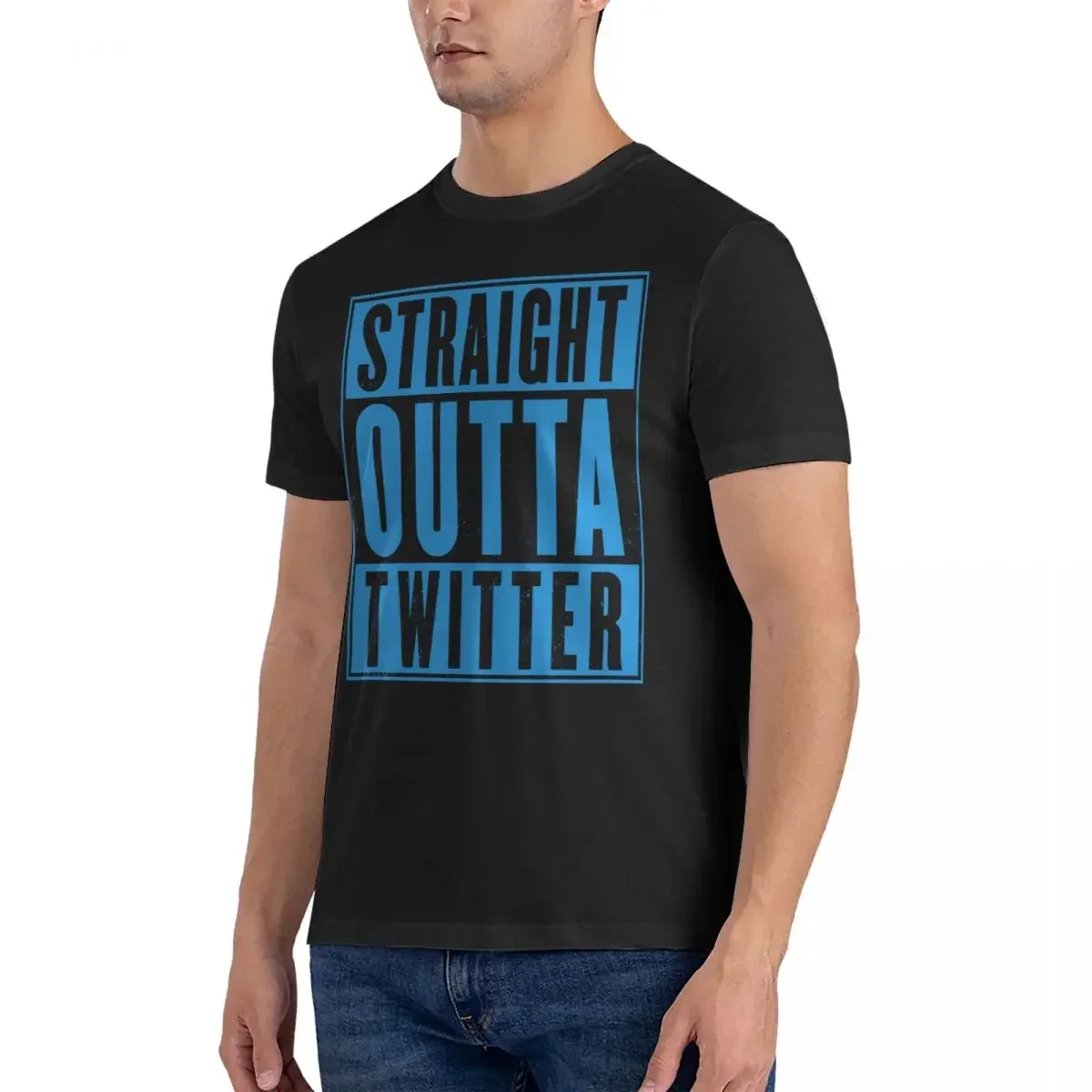 Men T-Shirt Straight Outta Twitter Casual Pure Cotton Tee Shirt Short Sleeve Parental Advisory Explicit Content T Shirts