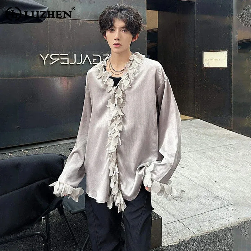 

LUZHEN Sleeve 2025 Spring Three-dimensional Patchwork Long Tassel Design Shirts Men's Fashion Elegant Handsome Male Tops JY2486